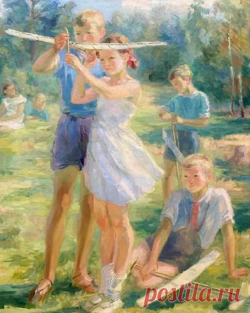 Когда нас пугают 37-м  
«Авиамоделисты» написана в 1937 г. .
Художница Тимошенко Лидия Яковлевна (1903-1976)
