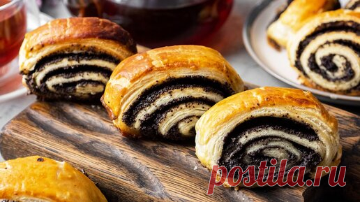 🥐 Печём простые булочки с маком из слоеного дрожжевого теста. Очень вкусно и просто! | Рецепты с фото и видео - только лучшее от Аймкук | Дзен