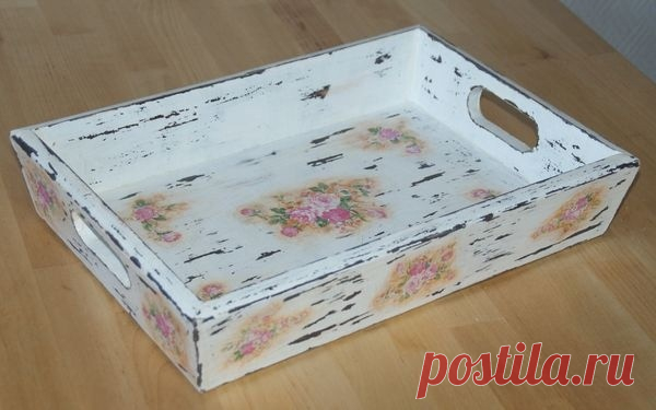 Поднос для бабушки в стиле шебби шик