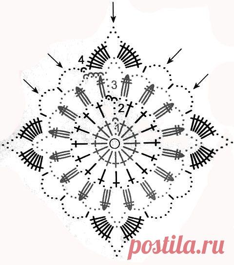 Вязаный топик из мотивов — работа Марии - вязание крючком на kru4ok.ru