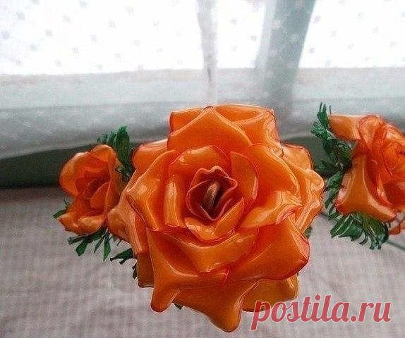 Розы из пластиковых бутылок