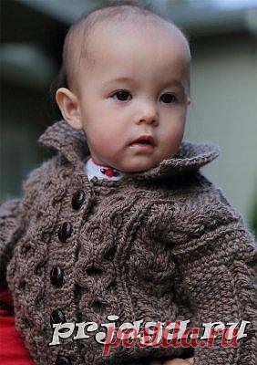 Описание и схема вязания детской кофточки спицами с косами