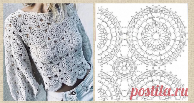 10 кофточек мотивами - изящные модели и схемы для вязания крючком | МНЕ ИНТЕРЕСНО | Яндекс Дзен