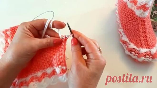 НОСКИ-СЛЕДКИ БЕСШОВНЫЕ СПИЦАМИ _ Длина подошвы 20 см