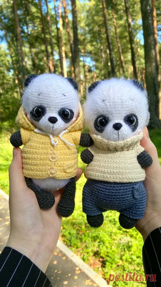 PDF Осенняя пандочка крючком. FREE crochet pattern; Аmigurumi toy patterns. Амигуруми схемы и описания на русском. Вязаные игрушки и поделки своими руками #amimore - панда, медведь, медвежонок панды, мишка.