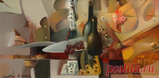 Натюрморт с сыром и кларнетом - Владимир Солдаткин - Картины и другие произведения изобразительного искусства