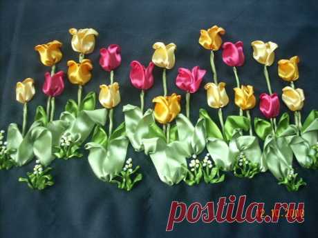 Вышивка лентами. Идеи.