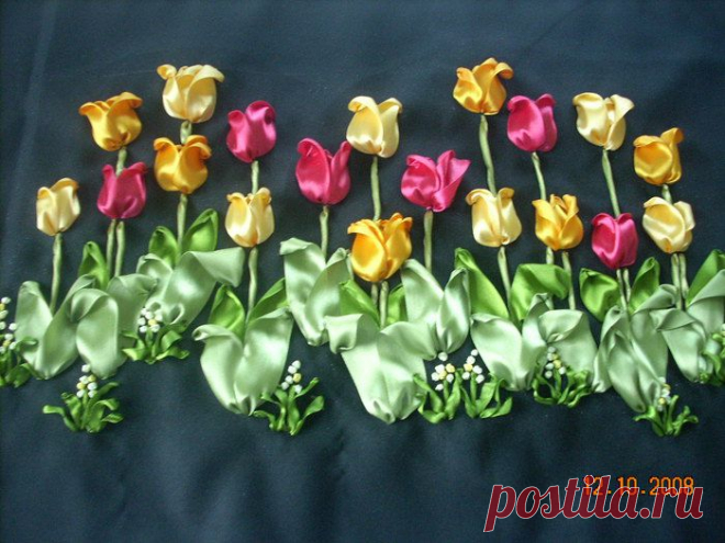 Вышивка лентами. Идеи.