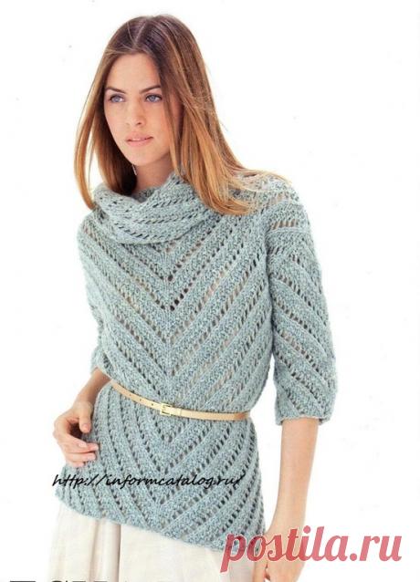 Легкий Ажурный Пуловер Спицами | Ниточка