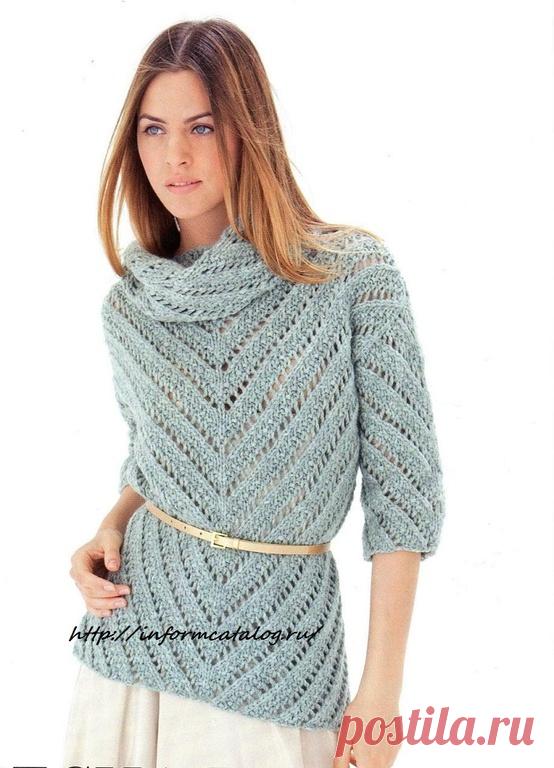 Легкий Ажурный Пуловер Спицами | Ниточка