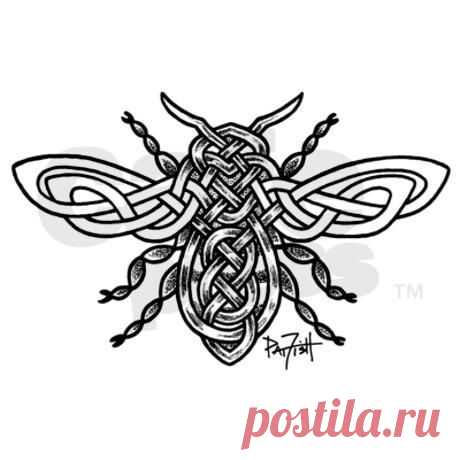 Celtic Knotwork Bee - black li Decal on