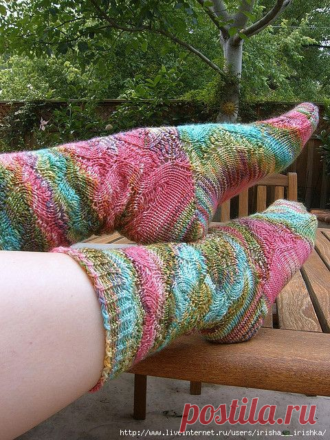 Ажурные носки спицами «Spring Forward»