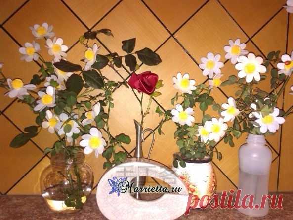 Разноцветные ромашки из вискозных салфеток
