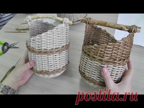 Корзинка УШАСТИК из газетных трубочек. Мастер-класс