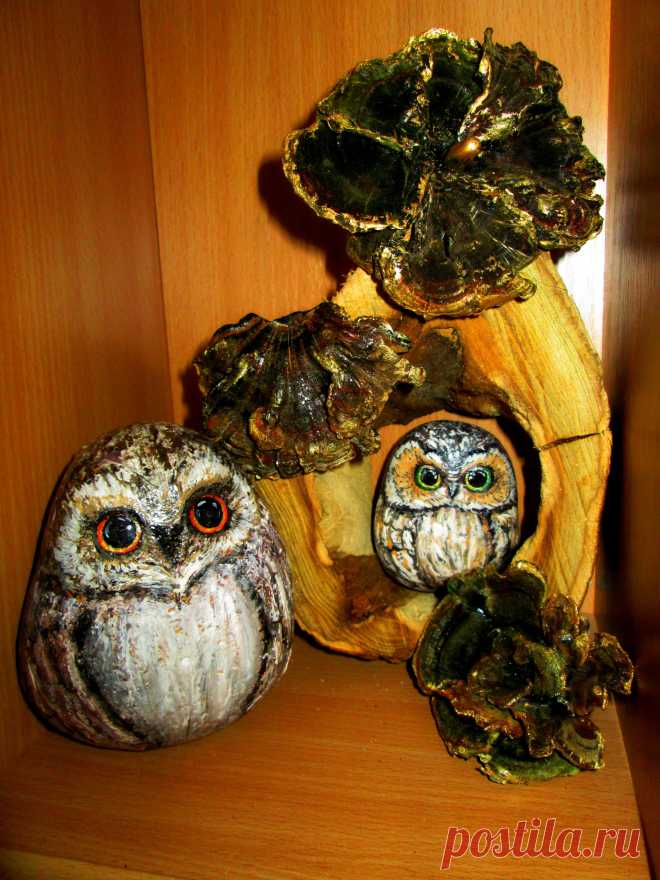 Этого совенка увидели дети и назвали Няшка. Работу так и назвала "Няшка и его мама"