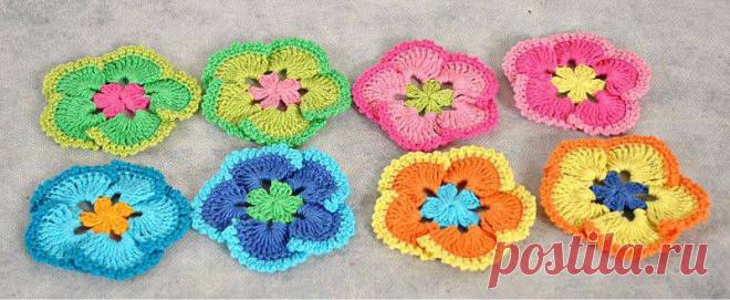 Схемы вязания разнообразных цветов