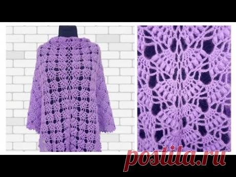 ✅️ ШИКАРНАЯ 💝 НЕСЛОЖНАЯ ШАЛЬ ВЯЗАНАЯ  КРЮЧКОМ