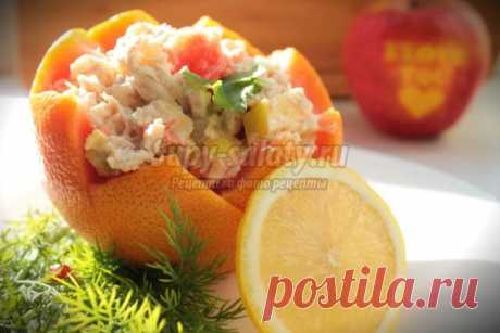 Салат с грейпфрутом, курицей и яблоком. Рецепт  пошаговыми фото