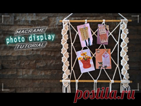 Macrame Photo Wall Hanging | Wall Hanging Picture Display using wavy leaves pattern - YouTube