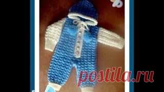 Комбинезон для малыша спицами. Часть 3. Jumpsuit for baby knitting. Одежда