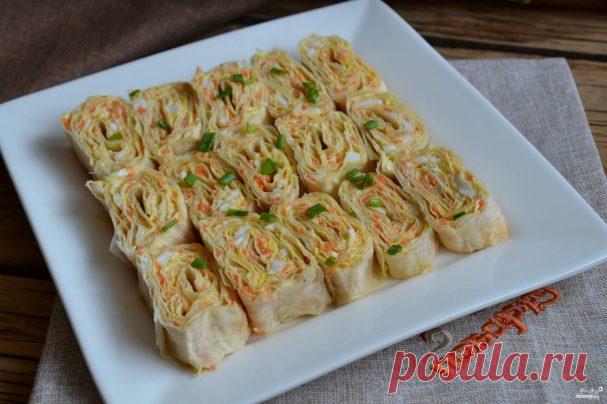 Рулетики из лаваша с корейской морковкой - пошаговый рецепт с фото на Повар.ру