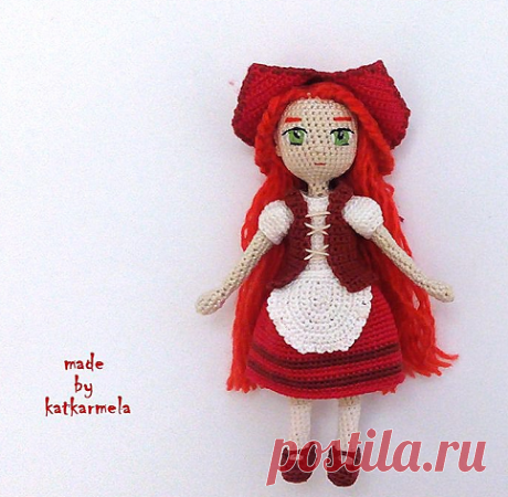 Каркасная кукла крючком Красная Шапочка