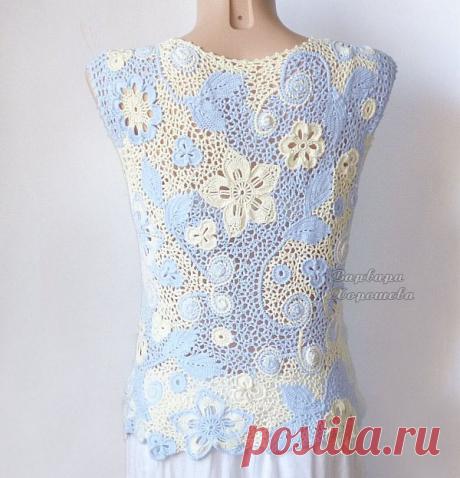 Кружевной вязаный топ. Свяжем на заказ в любом цвете и размере.