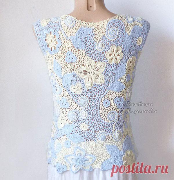 Кружевной вязаный топ. Свяжем на заказ в любом цвете и размере.