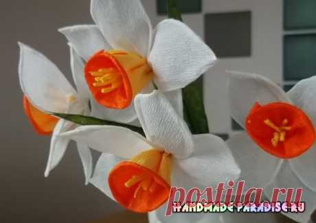 Нарциссы из гофрированной бумаги - Handmade-Paradise