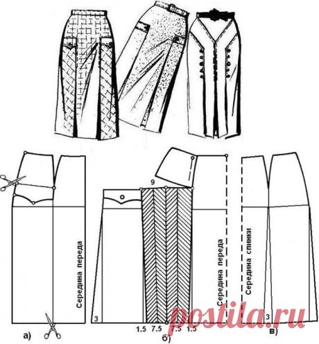Моделирование юбок на базе прямой двухшовной юбки