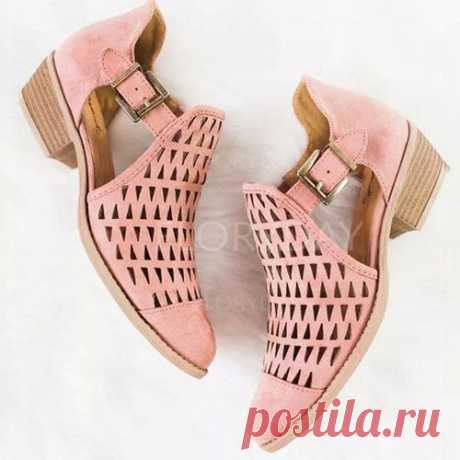 Пряжка В дырочку Закрытый мыс Oбувь на низким каблуке - Floryday