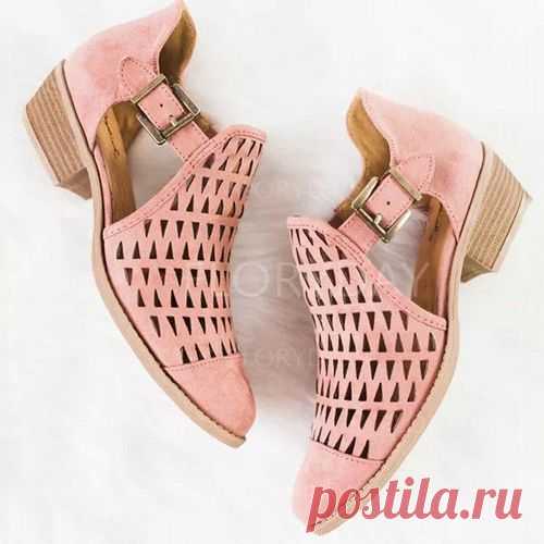 Пряжка В дырочку Закрытый мыс Oбувь на низким каблуке - Floryday