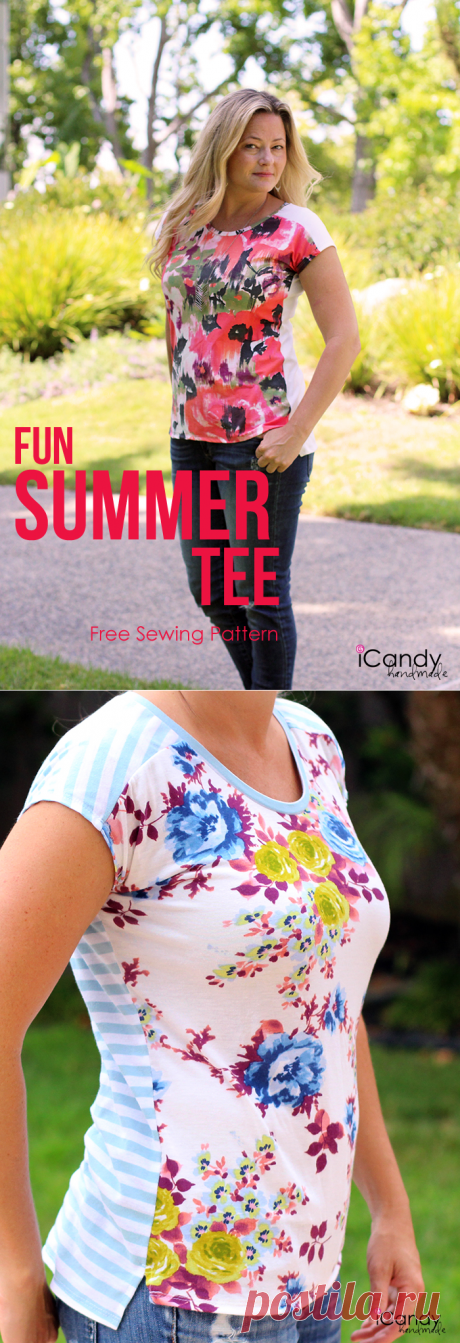 DIY Fun Summer Tee - iCandy handmade..Футболка с удлиненным плечиком и спинкой..выкройка