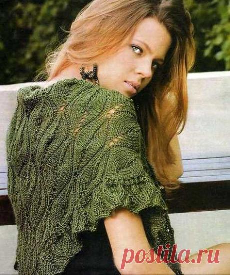 Вязание ажурной косынки и платка спицами по схеме с описанием