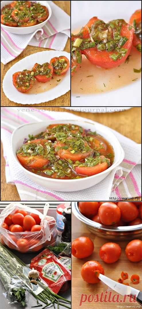 Малосольные помидоры с кетчупом.