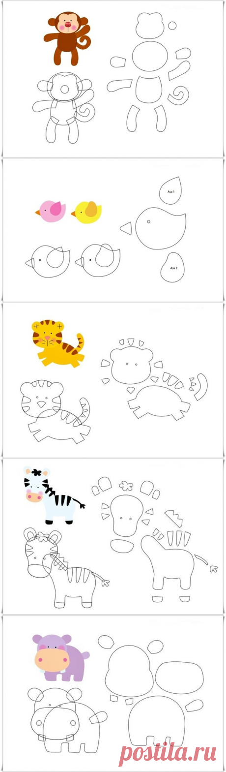 животные из фетра. выкройки — Сделай сам, идеи для творчества - DIY Ideas