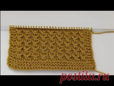 Очень лёгкий и очень симпатичный ажурный узор спицами.