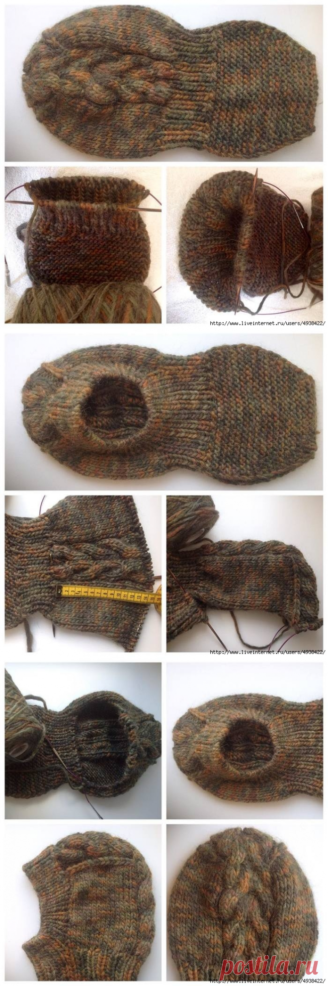 Детская шапка-шлем спицами.