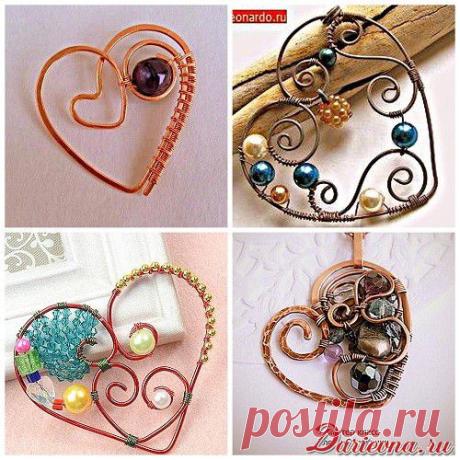 Четыре кулона-сердечка в технике wire wrap из проволоки своими руками: мастер-классы по стильной бижутерии