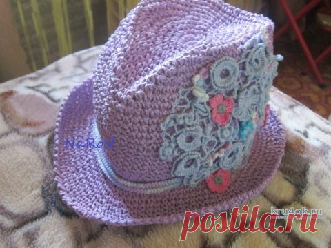 Шляпа Федора крючком. Работа Натальи