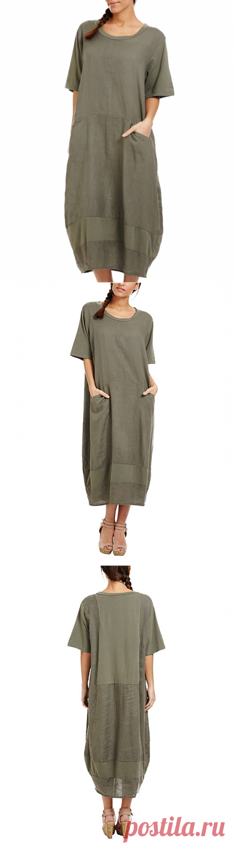 Couleur Lin Khaki Linen Shift Dress | zulily
