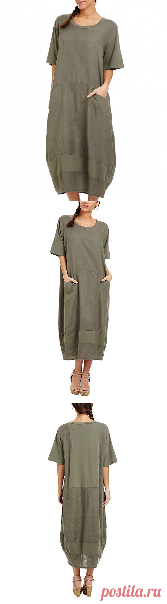 Couleur Lin Khaki Linen Shift Dress | zulily