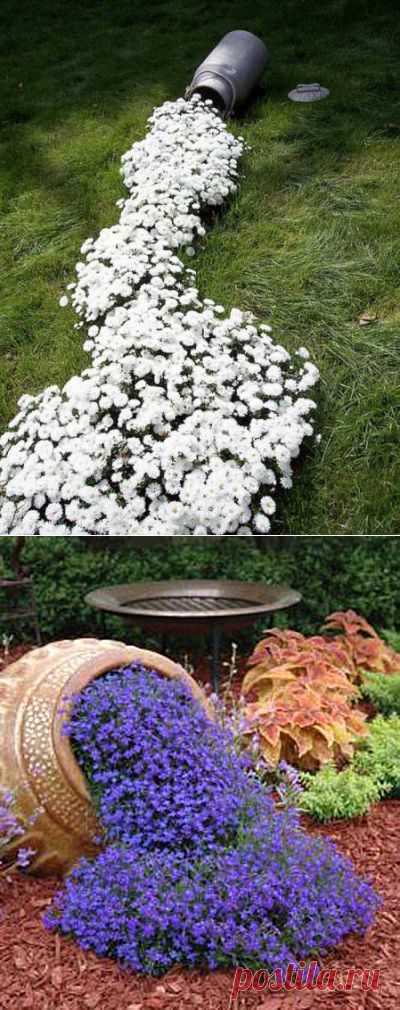 Оформление клумб и цветников на даче своими руками &#8212; Цветочный ручей | Дача своими руками