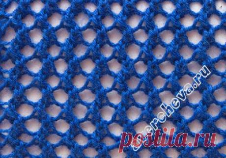 Узор 518 ажурная сетка | каталог вязаных спицами узоров