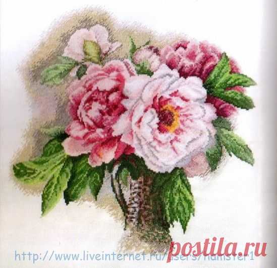Вышивка.ПИОНЫ