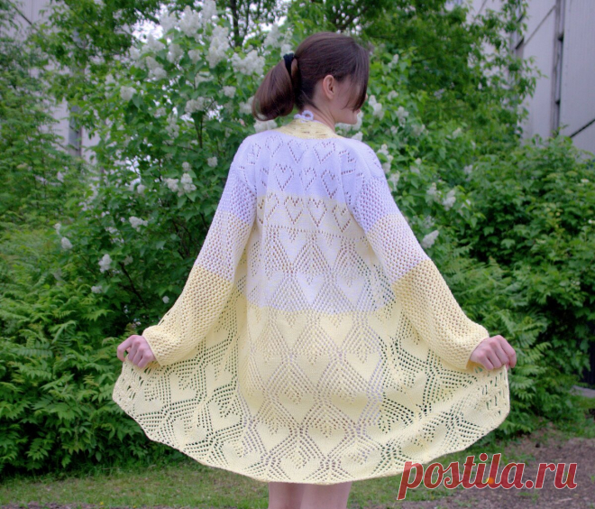 Ажурный лимонный кардиган спицами для прохладных летних вечеров | Paradosik_Handmade | Яндекс Дзен