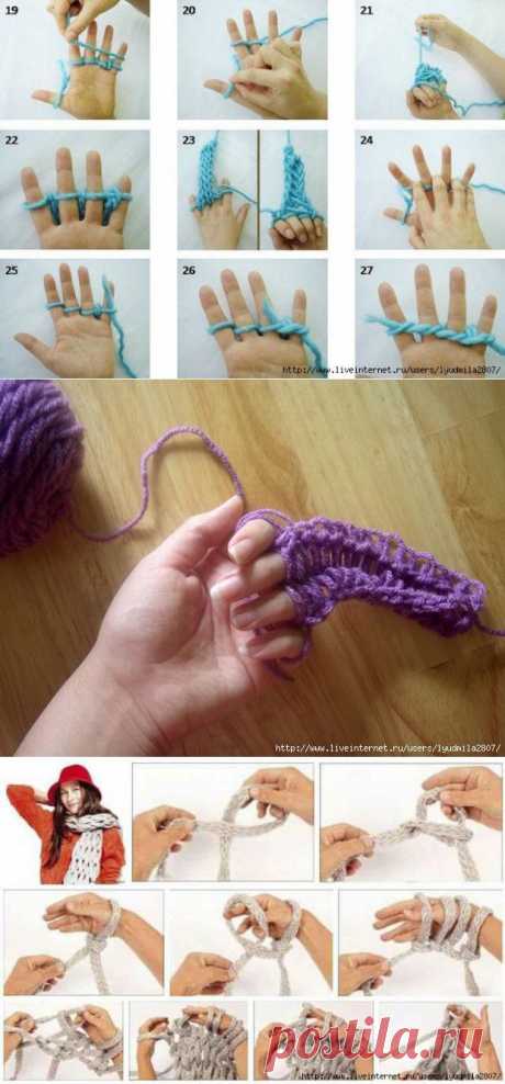 Учимся вязать на пальцах и на руке