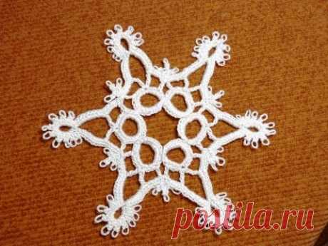 Снежинка крючком / Crochet snowflake tutorial