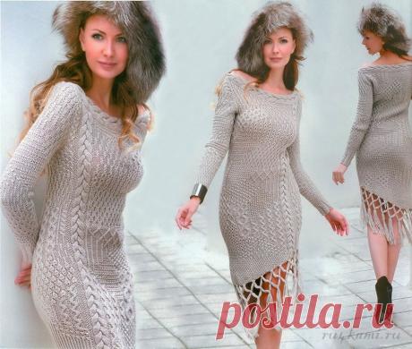 Теплое платье спицами » Сайт "Ручками" - делаем вещи своими руками