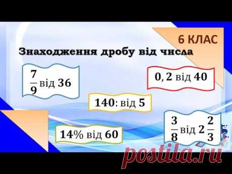 Знаходження дробу від числа. Теорія та практика